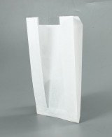 Крафт пакет белый с V-образным дном, 140*60*250 (Ш*Г*В), с окном
