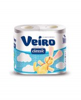 Туалетная бумага Veiro Classic, 2 слоя 4 рулона, Белая