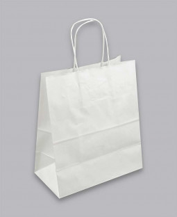 Крафт пакет белый с кручеными ручками, 320*200*370 (Ш*Г*В)