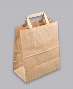 Крафт пакет бурый с плоскими ручками, 240*140*280 (Ш*Г*В)