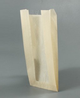 Крафт пакет бурый с V-образным дном, 110*40*260 (Ш*Г*В), с окном