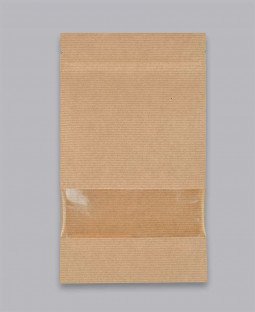 Пакет Дой-Пак 105*150(+30)мм, Крафт (бурый) с окошком 105х40мм