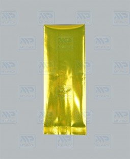 Пакет с центральным швом 75(+50)х200, Метал/БОПП/PE (золотой)