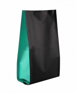 Пакет пятишовный 115(+70)х250, Метал/БОПП/PE (черный, бирюзовые фальцы)