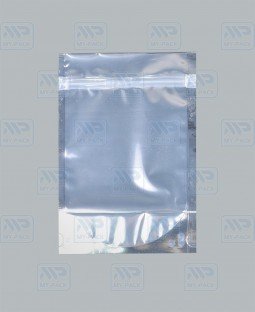 Пакет Дой-Пак 140*210(+40)мм, Металл/PET/БОПП (серебрянный), с прозр. стенкой