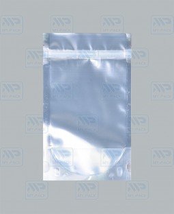 Пакет Дой-Пак 120*210(+35)мм, Металл/PET/БОПП (белый), с прозр. стенкой