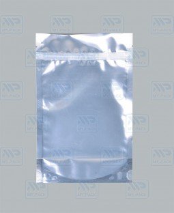 Пакет Дой-Пак 135*225(+40)мм, Металл/PET/БОПП (белый), с прозр. стенкой