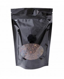 Пакет Дой-Пак 220*300(+55)мм, PET/PE (черный), с овальным окном