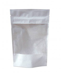 Пакет Дой-Пак 105*185(+30)мм, Крафт (белый), с окном