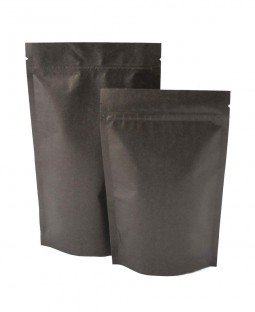 Пакет Дой-Пак 135*200(+35)мм, Крафт/Металл/PE/БОПП (черный)