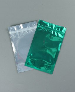 Пакет Дой-Пак 135*225(+40)мм, Металл/PET/БОПП (зеленый), с прозр. стенкой