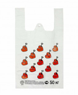 Пакет Майка 30х55см (+15) "Сердечки" (25мкм)