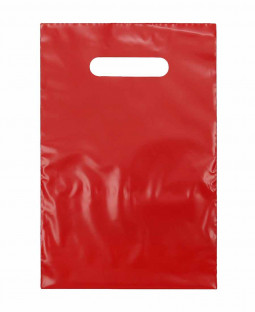 Пакет с Вырубной ручкой 20х30см, "Красный" (45мкм)