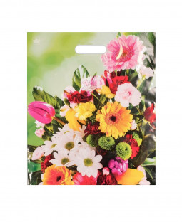 Подарочный пакет 38см*40см(+3)*60мкм, глянец, ПВД "Праздничный букет"