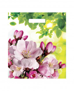 Подарочный пакет 38см*42см*37мкм, глянец, ПНД "Яблоневый цвет"