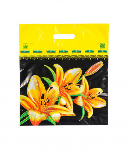 Подарочный пакет 38см*42см(+2)*37мкм, ПНД, "Желтая лилия"