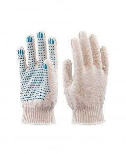 Перчатки рабочие хб с ПВХ, "Точка", 3-х нитка, 10 класс