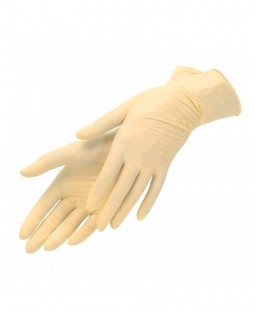 Перчатки латексные (опудренные), размер S, натуральный, текстур. на пальцах, ALBENS