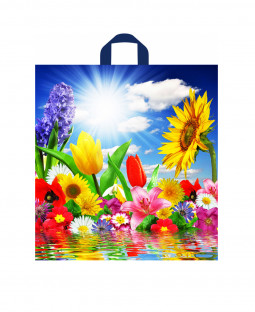 Подарочный пакет 38см*42см*37мкм, ПНД "Море цветов"