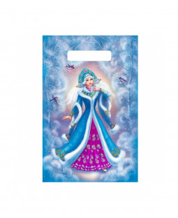 Новогодний пакет 20см*30см*30мкм, "Снегурочка в лесу"