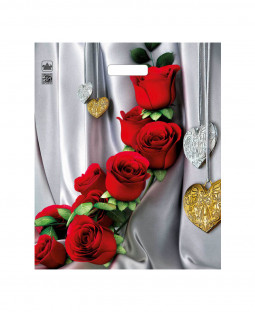 Подарочный пакет 38см*45см(+3)*60мкм, глянец, ПВД "Цветы страсти"