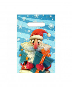 Новогодний пакет 20см*30см(+0)*30мкм, ПВД "Дедушка с подарками"