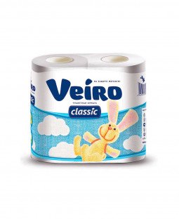 Туалетная бумага Veiro Classic, 2 слоя 4 рулона, Белая