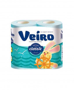 Туалетная бумага Veiro Classic, 2 слоя 4 рулона, Морской бриз