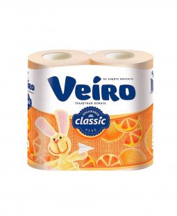 Туалетная бумага "Veiro"Classic, 2 слоя, 4 рулона, Оранжевое небо
