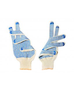 Перчатки вязанные х/б с двухсторонним ПВХ, "Точка", 10 класс, 5 нитей