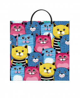 Подарочный пакет 37см*36см*100мкм, ПВД "Кошачья компания"