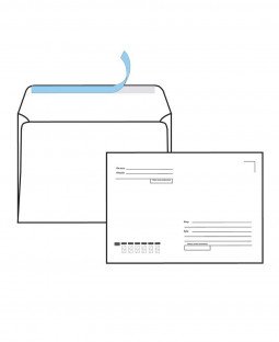 Почтовый конверт DL 110x220мм, 80 г/м2, FORPOST, strip, "Кому-Куда"