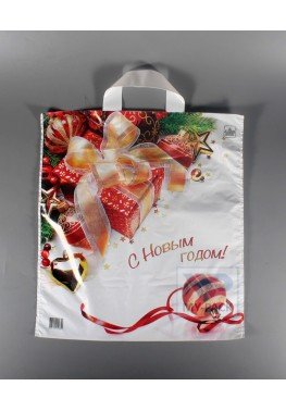 Новогодний пакет 38см*42см*37мкм, ПНД, "Праздничное настроение"