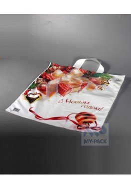 Новогодний пакет 38см*42см*37мкм, ПНД, "Праздничное настроение"