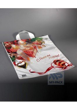 Новогодний пакет 38см*42см*37мкм, ПНД, "Праздничное настроение"