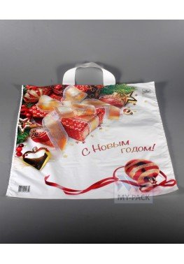 Новогодний пакет 38см*42см*37мкм, ПНД, "Праздничное настроение"