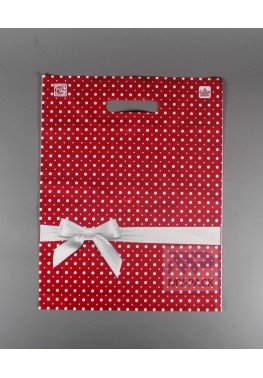 Подарочный пакет 31см*40см(+3)*60мкм, глянец, ПВД "Горох"