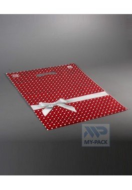 Подарочный пакет 31см*40см(+3)*60мкм, глянец, ПВД "Горох"