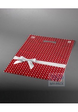 Подарочный пакет 31см*40см(+3)*60мкм, глянец, ПВД "Горох"