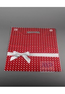 Подарочный пакет 31см*40см(+3)*60мкм, глянец, ПВД "Горох"