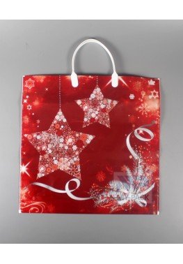 Новогодний пакет 37см*36см(+5)*100мкм, ПВД "Бордо"