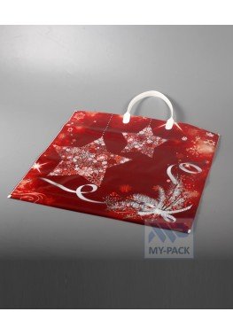 Новогодний пакет 37см*36см(+5)*100мкм, ПВД "Бордо"