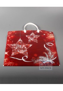 Новогодний пакет 37см*36см(+5)*100мкм, ПВД "Бордо"