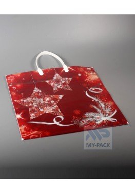 Новогодний пакет 37см*36см(+5)*100мкм, ПВД "Бордо"