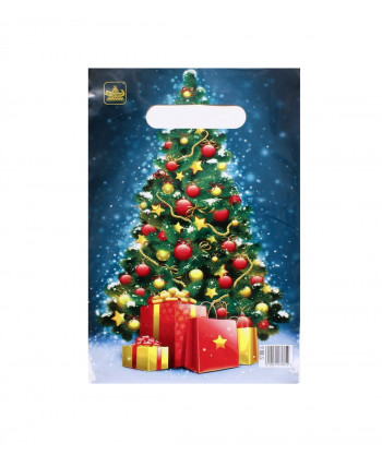 Новогодний пакет 20см*30см*30мкм, "Елочка с подарками"