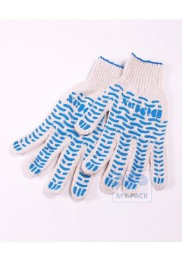 Перчатки рабочие хб с ПВХ, "Волна", 4-х нитка, 7,5 класс "+"