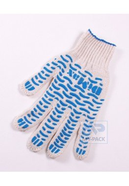 Перчатки рабочие хб с ПВХ, "Волна", 4-х нитка, 7,5 класс "+"
