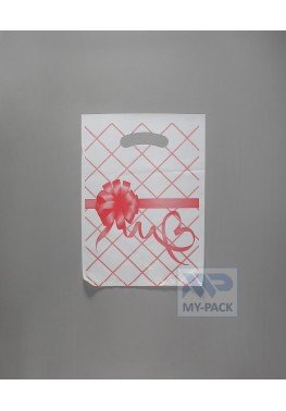 Пакет с вырубной ручкой 20х30см, "Красный Бантик" (15 мкм)