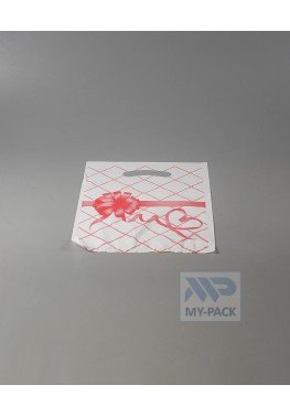 Пакет с вырубной ручкой 20х30см, "Красный Бантик" (15 мкм)