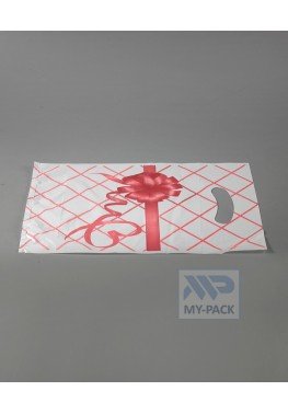 Пакет с вырубной ручкой 20х30см, "Красный Бантик" (15 мкм)